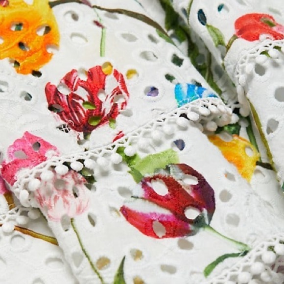 Alice + Olivia | Rosette Floral Eyelet Cotton Minidress | Kiss my Tulip - Picture 12 of 17